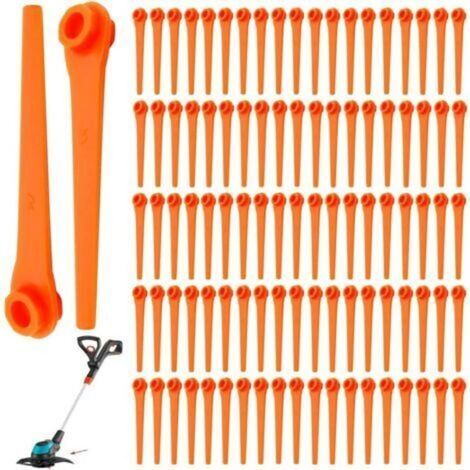 ZVD-Lot de 100 Lames de Rechange en Plastique pour Coupe-Bordures Gardena 9823 9825 9820 9821 Lames débroussailleuse 70mm (1/4)