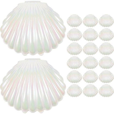 20 boîtes à bonbons en forme de coquillage, contenants pour cadeaux de fête et rangements pour bijoux-9.10X7.70X4.50CM-White (1/4)