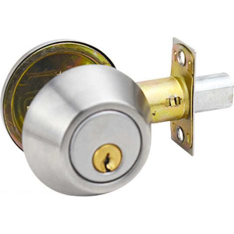 Serrure de porte dissimulée à l'ancienne, verrou rond simple face, serrure de porte intérieure en bois, serrure auxiliaire dissimulée double face, universelle argentée pour usage domestique. (1/5)