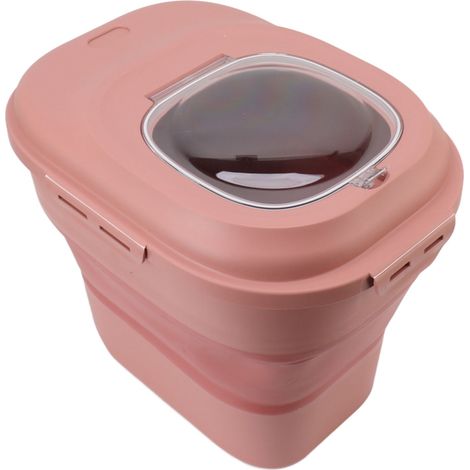 Grand récipient pliable pour le riz avec doseur et roulette, rose (1/5)