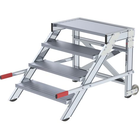 MUNK Arbeitspodest fahrbar Stahl-Gitterrost 800mm Stufenbreite 4 Stufen