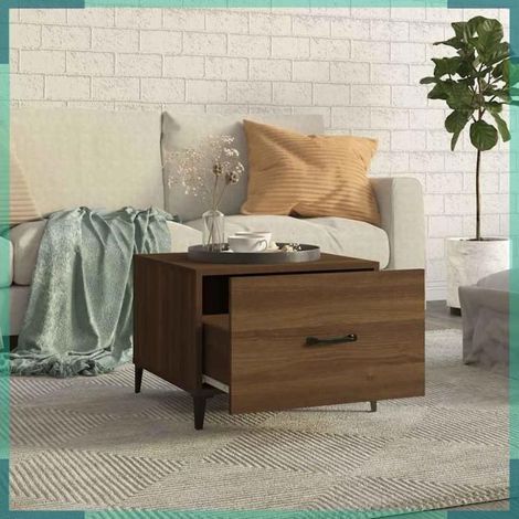 817541 Table basse avec pieds en métal Chêne marron 50x50x40 cm (1/5)