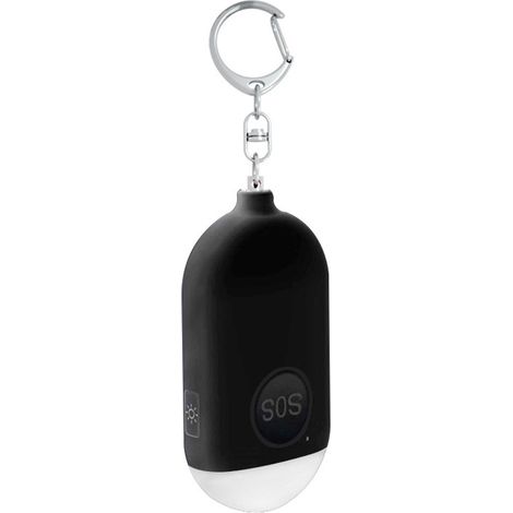Alarme personnelle 2 en 1 (1 pièce) 130 dB avec lampe torche LED intégrée, porte-clés d'alarme de sécurité personnelle, rechargeable par USB, lampe d'urgence pour étudiants et joggeurs (noir) (1/5)