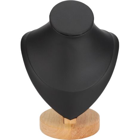 Présentoir à colliers en similicuir noir motif flanelle, support de présentation pour bijouterie, étalage de vente en magasin. (1/5)