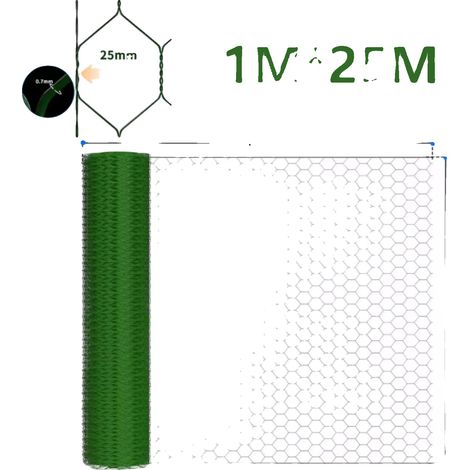 Malla hexagonal de alambre para gallinero, recubierta de PVC, construcción duradera, 1 m (1/2)