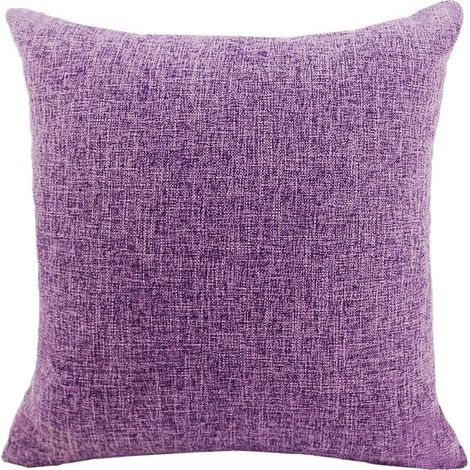 Housses de Coussin Coton Lin en Couleur Unie Throw Pillow Case Chambre Salon Sofa Décoration de Maison Carré Taie d'oreiller Invisible Fermeture à glissière Violet 70X70CM (1/5)