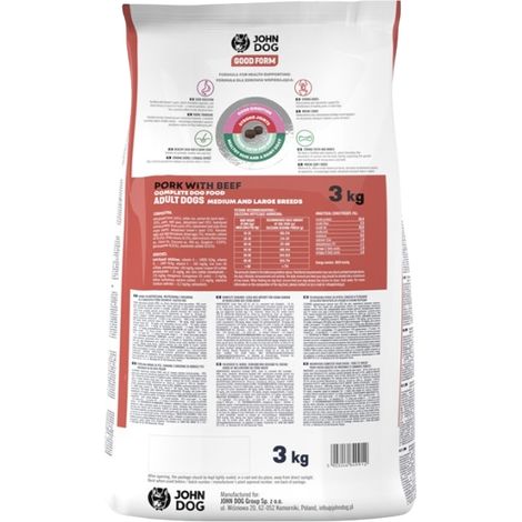 Croquettes pour chien JOHN DOG GOOD FORM PORC BOEUF 3 kg (1/5)