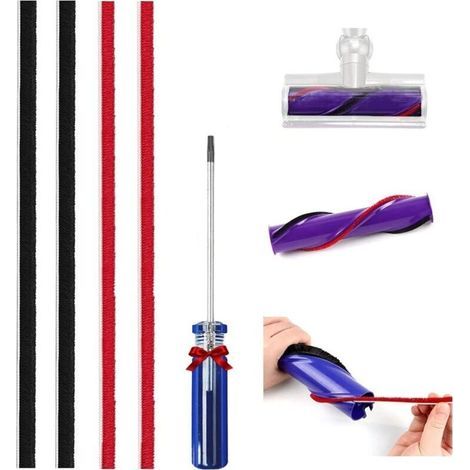 Lot de 4 Bandes en Peluche de Rechange aspirateur pour Dyson Original V8 V10 V11 à entraînement Direct avec Tournevis (1/4)