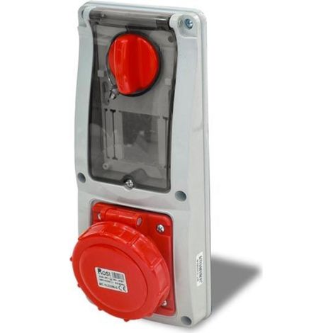 Presa interbloccata verticale con sezionatore, ad incasso, con barra DIN, 380V, 4 poli, 16A, IP67 - Rosi 16.3316R6-ID (1/2)