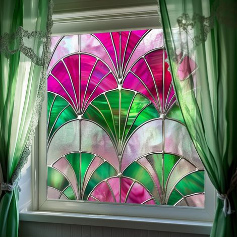 Film de confidentialité coloré pour vitres, 50×50cm, pour la décoration de fenêtres en verre, film à adsorption électrostatique. (1/5)