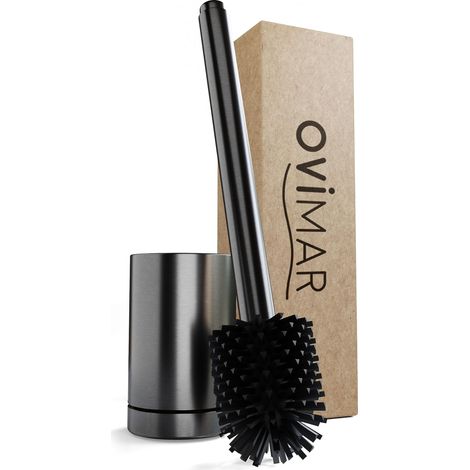 Brosse de Toilettes Gunmetal Brosse Silicone pour Toilettes Ventilation Autoportante Tête en Acier Inoxydable Réservoir pour Produit (1/4)