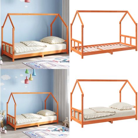Kinderbett Wachsbraun 90x190 cm Massivholz Kiefer - Holz Kinderbett - Kiefernholz Kinderbett - Massivholzkinderbett - Kinderzimmer Dekoration - Spielbett - Home & Living (1/5)