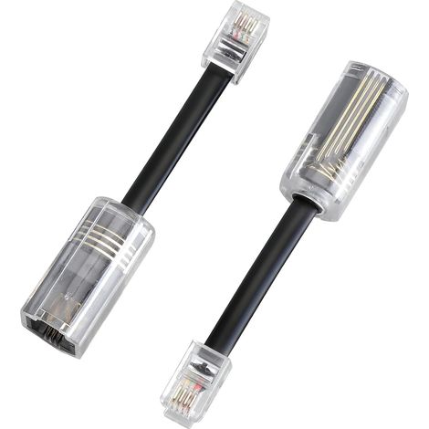 Lot de 2 Démêleur de Câble Téléphonique, Câble RJ9 4P4C pour Combiné Téléphonique, Rotation à 360 Degrés Anti-Enchevêtrement, pour Câbles Fixe, Téléphone de Bureau, Noir (1/5)