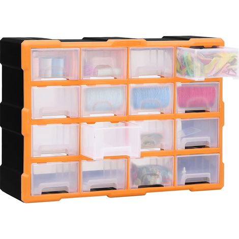 vidaXL Organizador multicajones con 16 cajones medianos 52x16x37 cm (1/2)