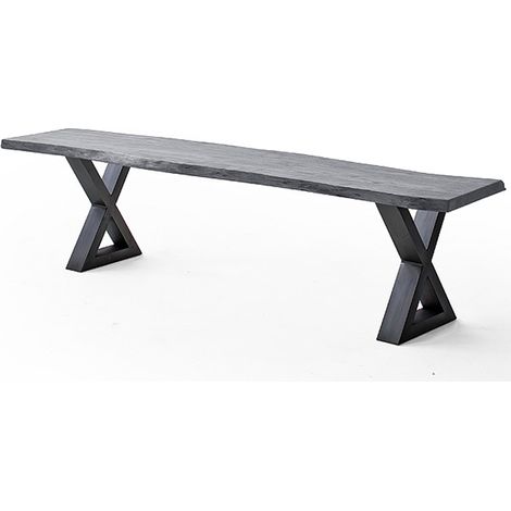 Esszimmer Sitzbank mit 180 cm Breite, Akazie massiv, grau sandgestrahlt - COSENZA-06 (1/3)