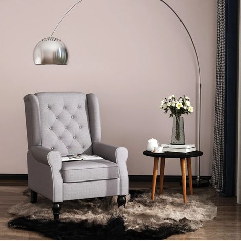fauteuil salon gris 74x86x102 cm confort pieds bois OKMYHOME (1/4)