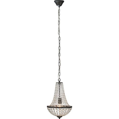 Lustre E27, métal noir mat et cristal taillé - Markslöjd - Gränsö (1/3)