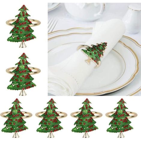 WOVTE 6 PCS Ronds De Serviette De Noël - Fête Banquet Dîner Décoration De Table (1/4)