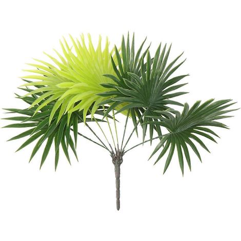Feuilles de palmier artificielles en plastique, vertes et jaunes, pour la décoration florale et les compositions florales (matériaux pour bonsaï).-40X30cm-Green Yellow (1/3)
