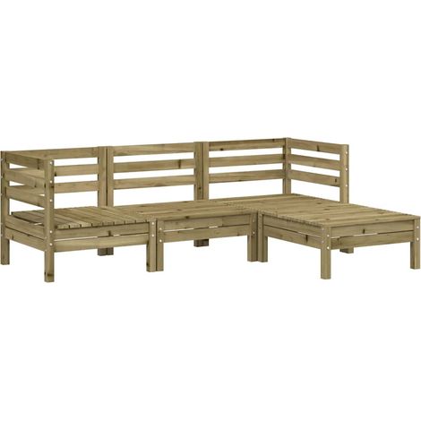 Canapé de jardin Divan de jardin 3 places avec repose-pieds bois pin imprégné (1/5)