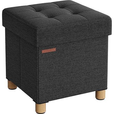 Songmics – Pouf coffre de rangement pliable 38 x 38 x 40 cm – Banc noir avec rembourrage en mousse – Capacité 300 kg – Pour salon et chambre (1/5)