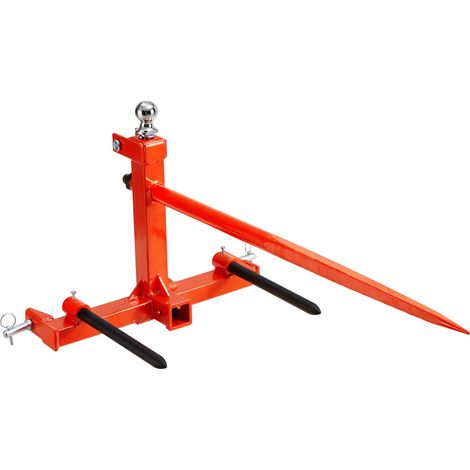 VEVOR Horquilla para Balas de Heno Capacidad de 725 kg Horquilla para Pacas 3 Dientes Horquillas de Púas de Fijación 444 mm Alta Durabilidad para Tractores, Minicargadoras, Agricultores, Campos
