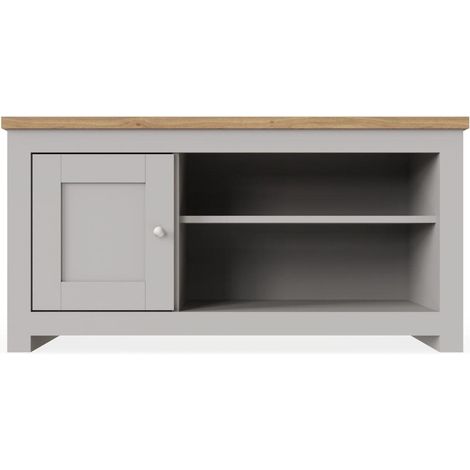 Modern TV Unit With 1 Door and 1 Shelf in Light Grey Finish Oak Top (1/5)