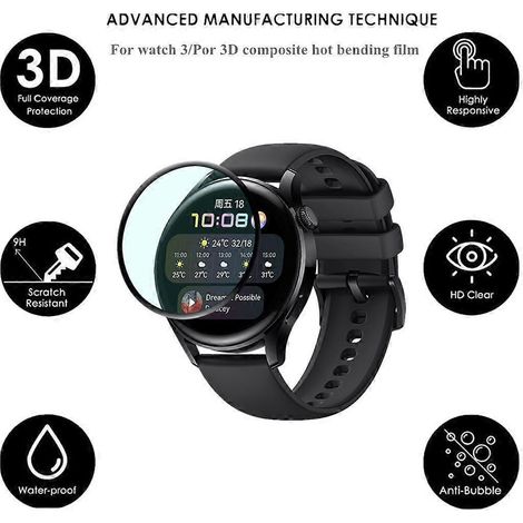 Lot de 2 protections d'écran pour Huawei Watch 3/3 Pro, bracelet pour montre connectée, compatible avec la montre 3. (1/4)