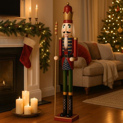 Soldatino di natale schiaccianoci in legno per decorazioni natalizie da 89 cm (1/4)