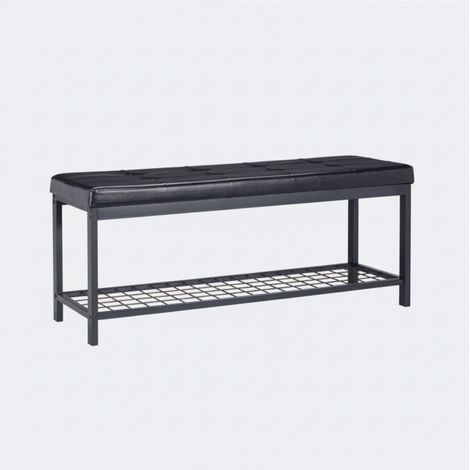 Panca scarpiera aperta sintetico supporto griglia metallo 115 cm nero 1300003672