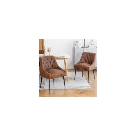 Lot de 2 chaises de salle à manger, pieds en métal, dossier à levier, design moderne, idéal pour salle à manger et salon, marron foncé