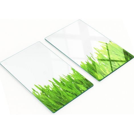 Set Küchenbretter aus gehärtetem Glas mit Grasmuster, 2 x 30 x 52 cm (1/5)