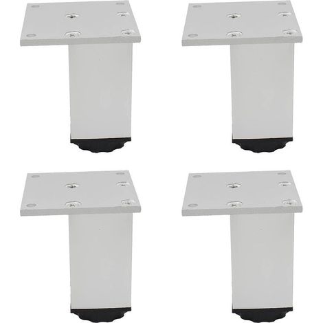 Pieds de meubles carrés, blancs, 6,86,86 cm, 4 pieds réglables en alliage d'aluminium, pieds de canapé.