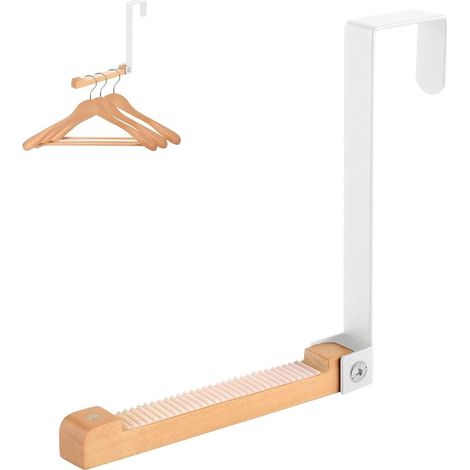 1 Porte-manteau pliable, métal et bois, sans perçage, 10 kg, intérieur (1/5)
