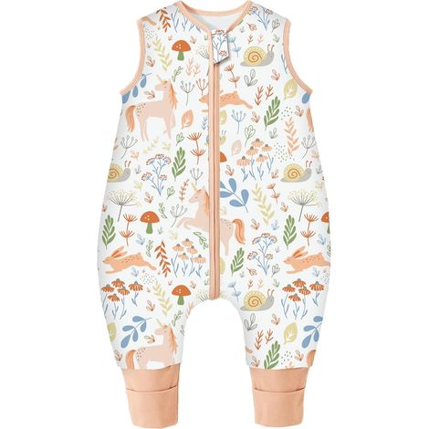 Gigoteuse pour bébé avec pieds 3,5 Tog Gigoteuse d'hiver pour enfant en coton doux avec jambes pour garçons et filles, 3,5 tog/licorne rose, 90 cm/hauteur bébé 95-105 cm (1/5)