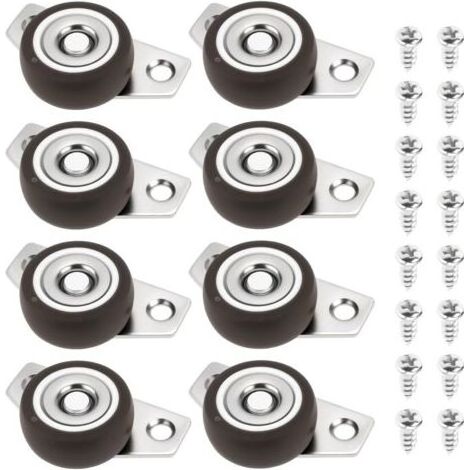 8pcs Roulettes Pivotantes Latérales de 1,25 Pouce Petites Roulettes Fixes Rigides Non Pivotantes Roue en Caoutchouc avec Plaque en Acier Adaptées Aux Tiroirs de Meubles en Bois Plateaux (1/4)