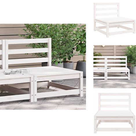 vidaXL Gartensofa ohne Armlehnen Weiß 70x70x67 cm Massivholz Kiefer