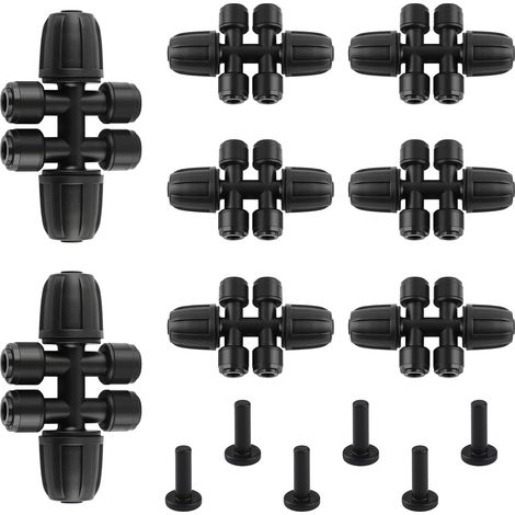 8PCS Raccords D’Irrigation avec 6 Bouchons, D'irrigation Goutte à Goutte avec 6 Voies 5/16" vers 1/4", Connecteurs Répartiteurs à Barbes pour Tuyaux 8mm à 4/7mm (1/5)
