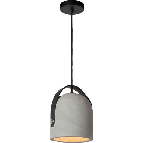 Suspension béton COPAIN Lucide E27 Ø20cm grise noire (1/5)