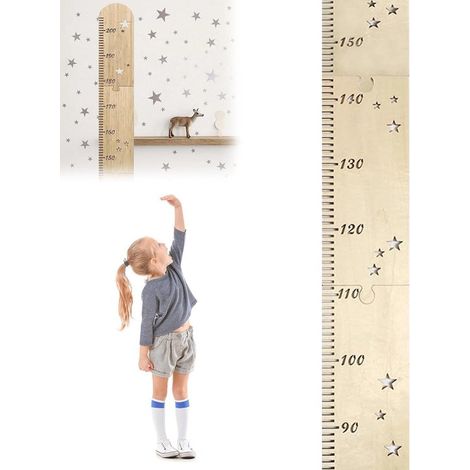 Règle de mesure en bois pour enfants - Toise - Règle de mesure - Papier peint - Toise de croissance - Règles de mesure pour bébés et jeunes enfants - Cadeau de baptême pour filles et garçons - 200 cm (1/5)