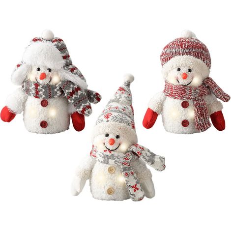 Pupazzo di neve con luci decoro natalizio 11x h15 cm assortito pz1 (1/2)