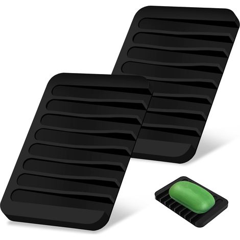 2-Piece Soap Dish Set, Soap Holder, Silicone with Drain, Shower, Bathroom, Kitchen, Travel (1/5)