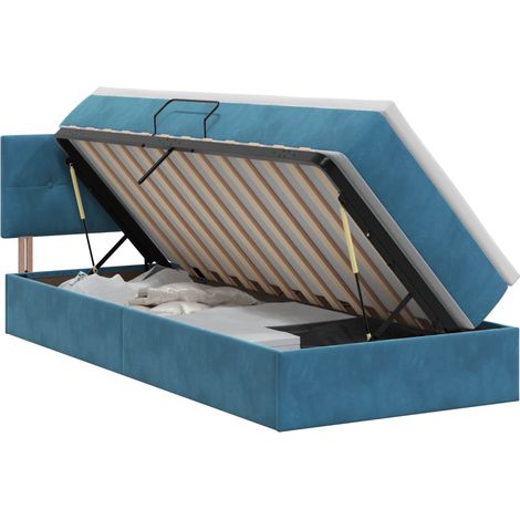Cama con almacenamiento Azul Oscuro 90 x 190 cm Terciopelo vidaXL (1/5)