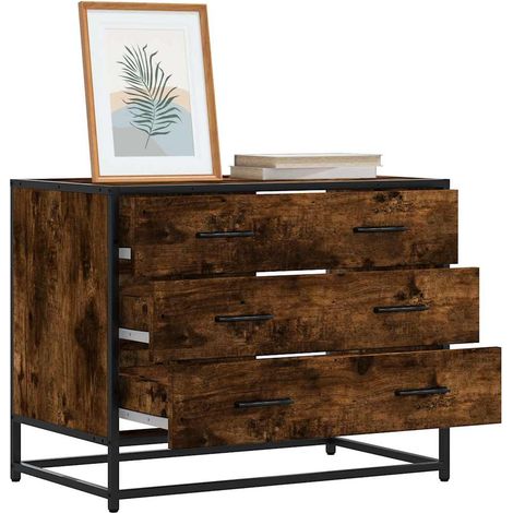 Schubladenschrank Räuchereiche 70x41x56 cm Holzwerkstoff