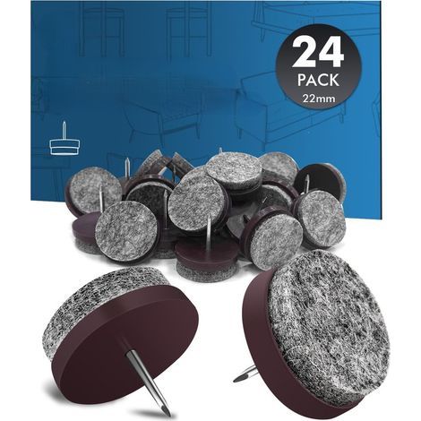 24 patins en feutre pour meubles – Diamètre 22 mm pour chaises, pieds de chaise – Patin de 4 mm d'épaisseur pour chaise, patin à clous (1/4)