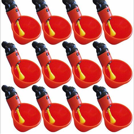Ensemble de 12 abreuvoirs automatiques pour poulets, canards, volailles, système d'hydratation pour cages ou élevage domestique.-AquaForge (1/5)