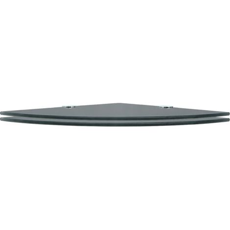 Étagères d'angle 2 pcs,Étagère flottante et supports chromés Verre Noir 25x25 cm CFW85577 (1/5)