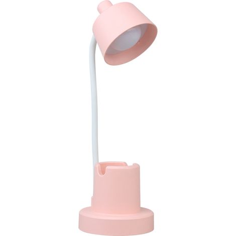 Lampe de bureau LED avec porte-stylo, rechargeable par USB, pliable et portable, idéale pour étudier, travailler ou dormir en dortoir (rose). (1/5)