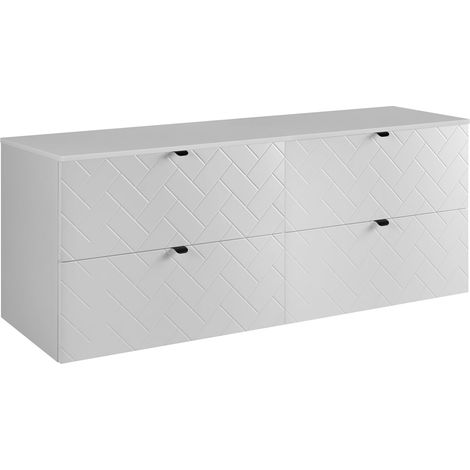 Mobile da bagno, Bianco Opaco, 160 x 57 x 46 cm, Maniglie Nere (1/5)