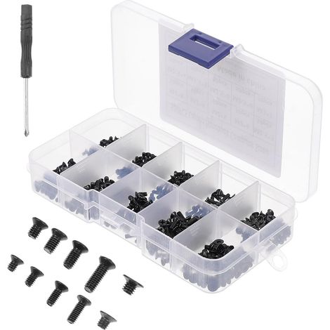 Vis à Métaux Noires en Acier au Carbone avec Boîte de Rangement, Kit Accessoires pour Ordinateurs Portables, Vis Petites pour Réparation et Fixation (1/5)